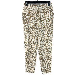 Charter Club X-Small Linen Pants Leopard Print Tapered Leg Pockets Elastic Waist